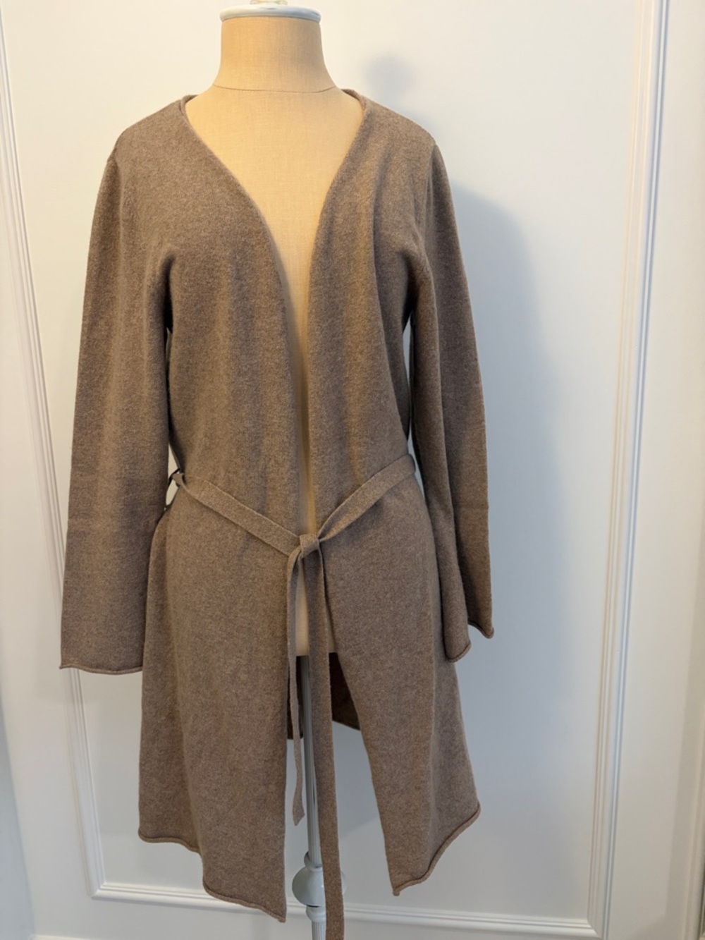 Beautiful Arlotta Cozy Open Front Tie-Waist Cashmere Cardigan, Taupe, XS, EUC